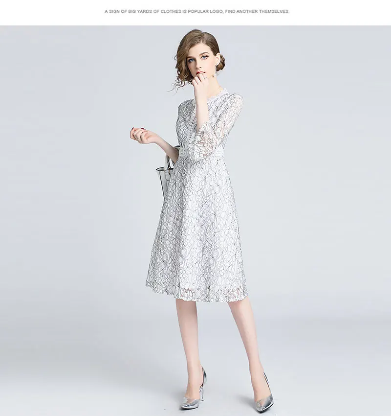Women Casual Dress New Brand Autumn Fashion Flare Sleeve Hollow Out Lace Elegant Slim Ladies Party Dresses