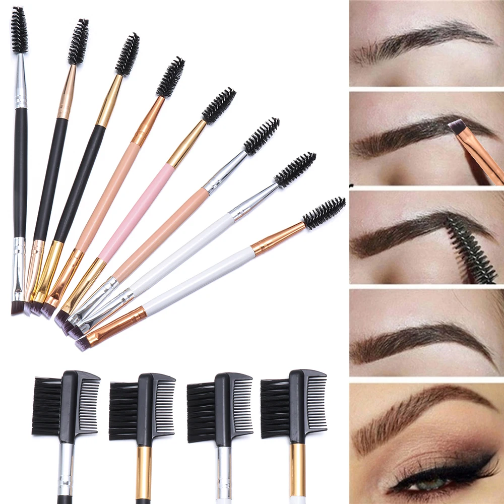1PC2 in1Eyelash Comb Dual Purpose Eyelash Eyebrow Black Pink Brush Comb Professional Eye Makeup Tool Cosmetic Accessories