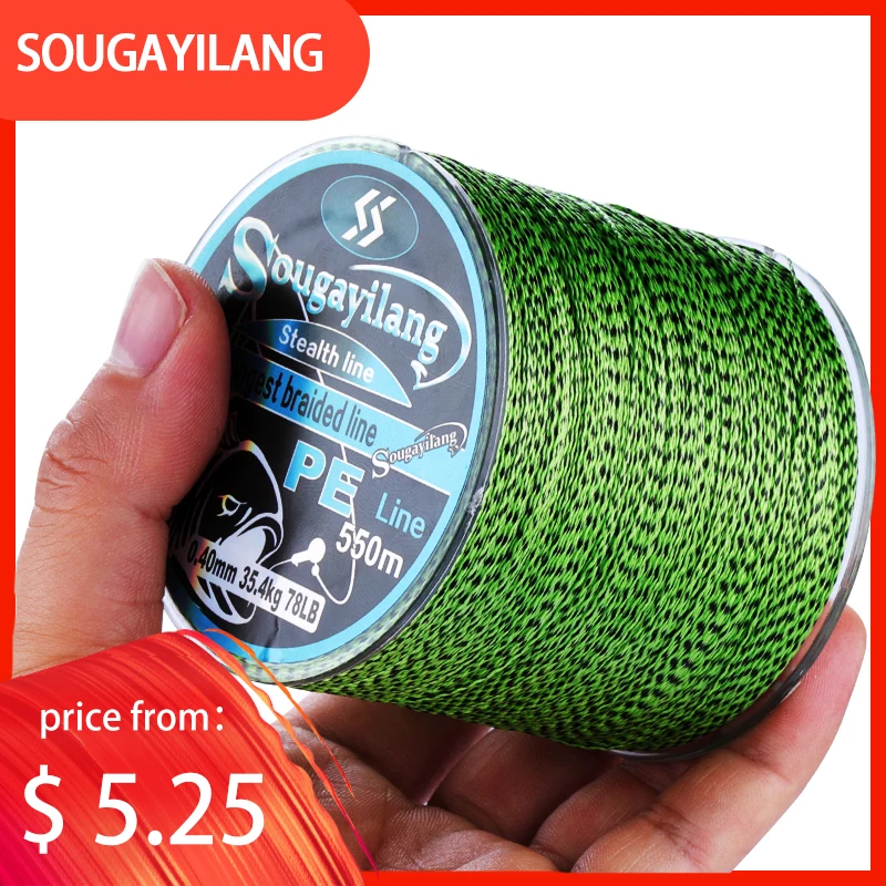 

Sougayilang 150M 350M 550M Braided PE Fishing Line 4 Strand 20-78LB Super Strong Multifilament Invisible Carp Fishing Wire
