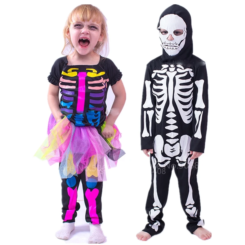 

Children Skeleton Jumpsuit Halloween Costume for Kids Baby Girl Boy Scary Cosplay Spooky Fancy Zombie Carnival Party Horror