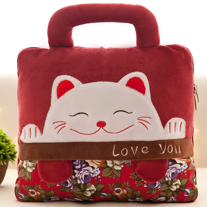 Red lucky cat Многофункциональная подушка для путешествий кровать подушка для шеи кровать Милая подушка подушки с изображением животных Подушка для тела и одеяла - Цвет: Red lucky cat