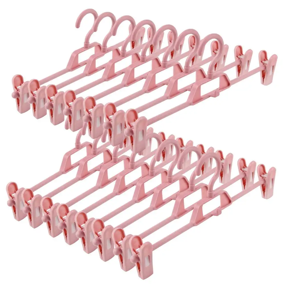 

Пластиковые вешалки для юбки и брюк, 15 шт., с 2 регулируемыми нескользящими зажимами, поворотный крючок для рубашек, одежды, прочная пластиковая вешалка