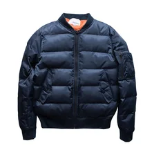 1,3 кг Толстая зимняя куртка-бомбер мужская хлопковая однотонная куртка с воротником-стойкой размера плюс 4XL 5XL пальто в стиле хип-хоп Ma1
