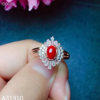 

KJJEAXCMY boutique jewelry 925 sterling silver inlaid natural red coral ladies ring support detection of new luxury