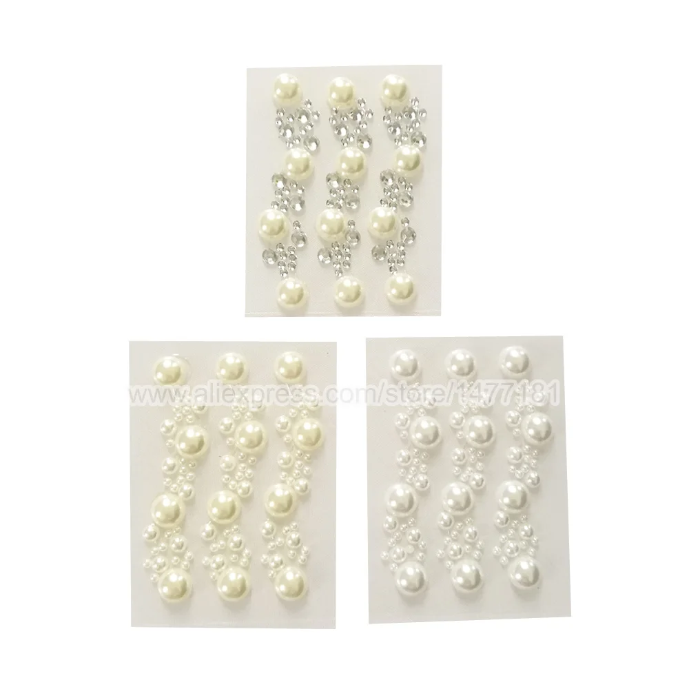 Наклейки акриловые с жемчугом и стразами 6 листов|pearl strip|pearl pearlspearl rhinestone embellishment |