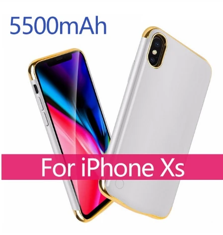 For iphone XS Silver 5500 мАч/6000 мАч тонкий внешний резервный аккумулятор зарядное устройство чехол для iPhone X XR XS аккумулятор Max чехол зарядное устройство чехол - Цвет: For iphone XS Silver