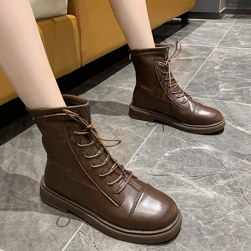 Hot Women's Boots Short Plush Black Brown Fashion Boots PU Leather Ankle Boots Casual Warm Martin Boots Boots Female Women Shoes Hot Women's Boots Short Plush Black Brown Fashion Boots PU Leather Ankle Boots Casual Warm Martin Boots Boots Female Women Shoes