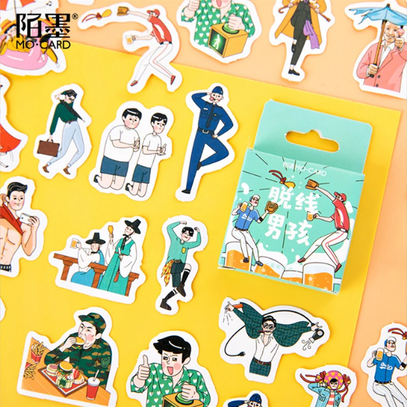 

46 pcs/pack Off-line boy Stickers Cute Diary Decoration Scrapbooking DIY seal Sticker Stationery