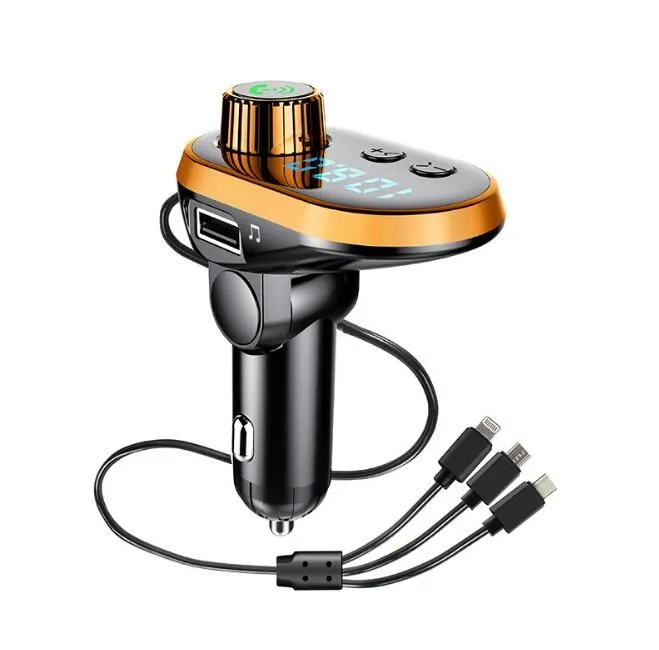 Автомобильное usb зарядное устройство Bluetooth поддерживает MP3 плеер u диск TF карта расширение громкой связи многофункциональная Быстрая зарядка для android type c - Цвет: Оранжевый