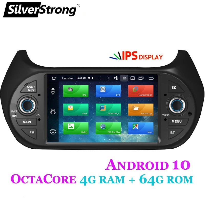 Автомобильный мультимедийный плеер GPS для FIAT/Fiorino/Qubo/Citroen/Nemo/Peugeot/Bipper Android10.0 OctaCore 1DIN