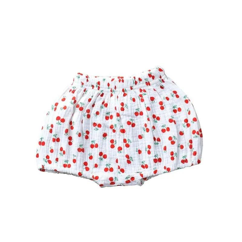 Red cherry От 0 до 3 лет, детские шорты для новорожденных мальчиков и девочек, штаны с мультипликационным принтом, эластичная резинка на талии, трусики из льна - Цвет: Red cherry