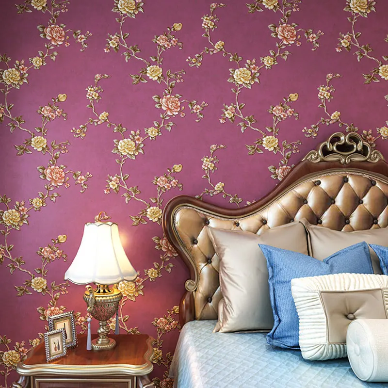 

Vintage American Rustic Flower Wall Papers Home Decor Non Woven Country Floral Wall Mural Contact Paper AB Style