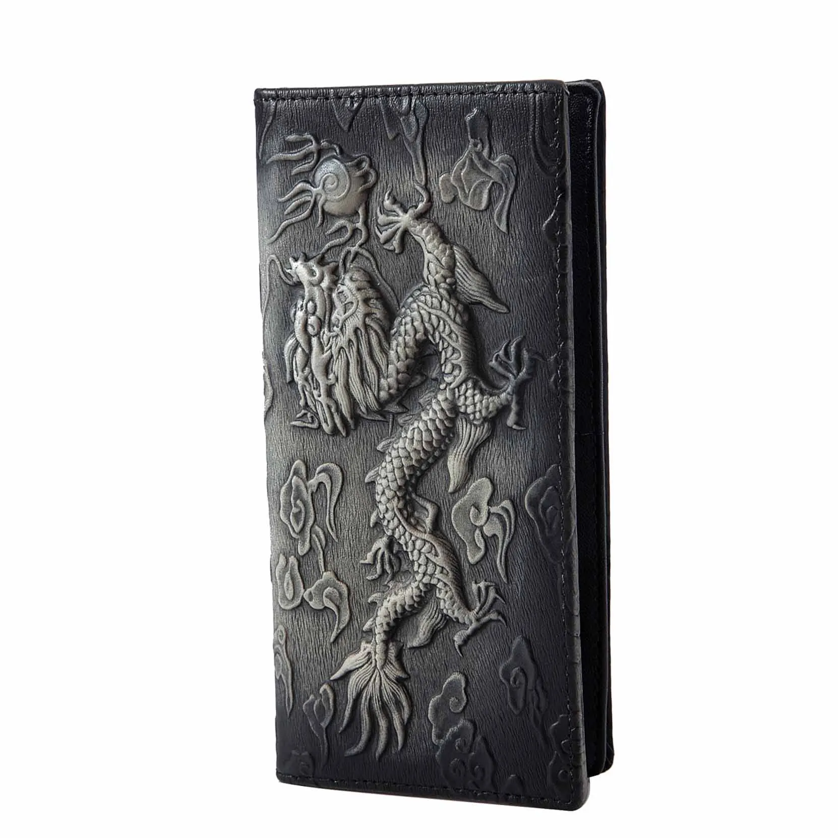 black-dragon Унисекс оригинальное качество кожи модные подарок животных с тиснением и изображением длинные Чековая книжка Органайзер Кошелек Дизайн сумкиогофункциональная дорожная сумка-клатч 1014-bd - Цвет: black-dragon