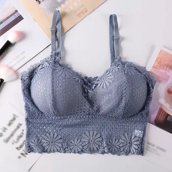 

Women Lace Tube Tops Adjustable Bras Crop Top Floral Camis Padded Bras Sexy Lingeries Underwear