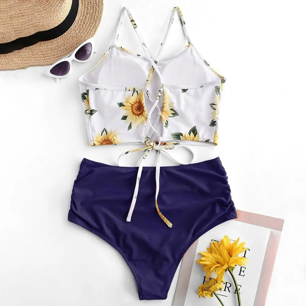 Лидер продаж женский сексуальный купальник с булавкой комплект бикини принтом