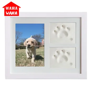 

4 Colors Frame Lovely Pet Baby Foot Footprints Imprint Pet Photo Frame with Inkpad DIY Gift Picture Frame Home Decoration