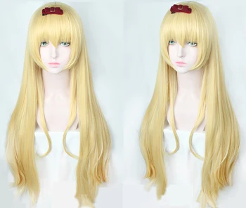 

Japanese Anime Yue Cosplay Wigs High-temperature Fiber Synthetic Hair Golden Long Hair + free hair net