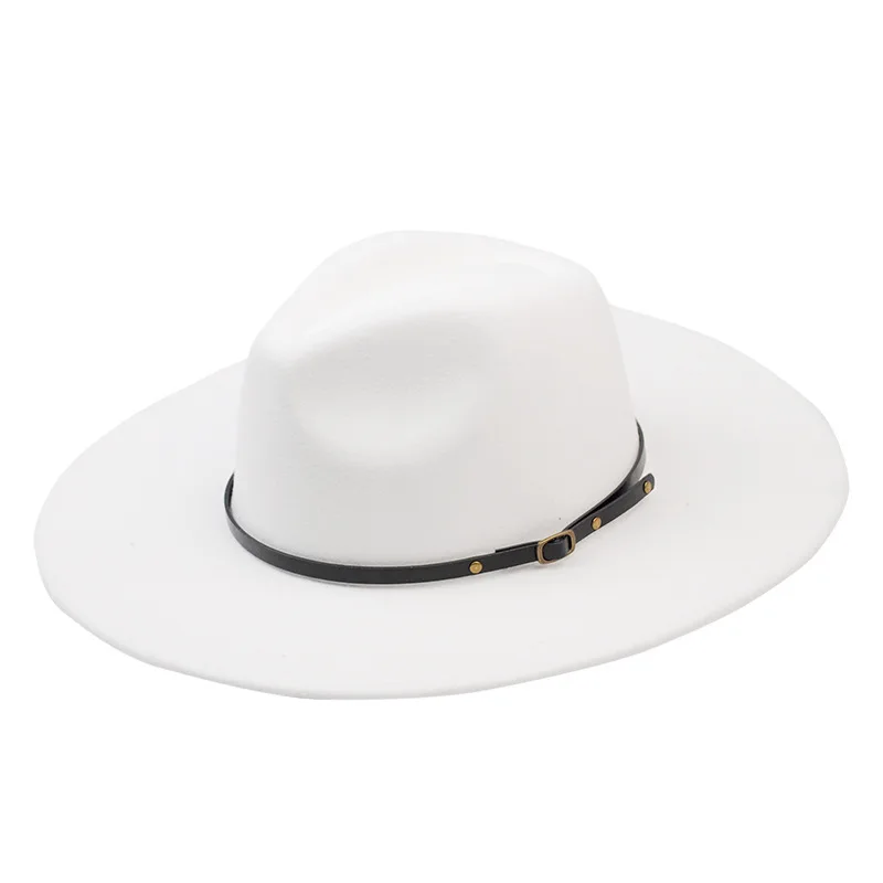 New 9.5cm wide-brimmed hats for men and women Fedora hats autumn and winter  retro belts big-brimmed jazz hat felt hat - AliExpress