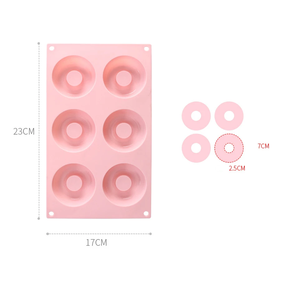 6 Grid Silicone Mould Kitchen Bakery Donut Baking Pan Non-Stick Mold Dishwasher Decoration Tools Home DIY Handmade Making Molde