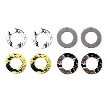 

50Pcs/lot Faux Leather Earrings Findings Snakeskin Circle Earring Charm For DIY Handmade Making Earings Women Jewelry Connector