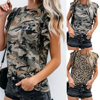 

Summer 2020 Casual Women Camouflage T-Shirts O-Neck Short Sleeve Tops Fashion Women Shirts Loose Ladies Leopard Print Tee Shirts