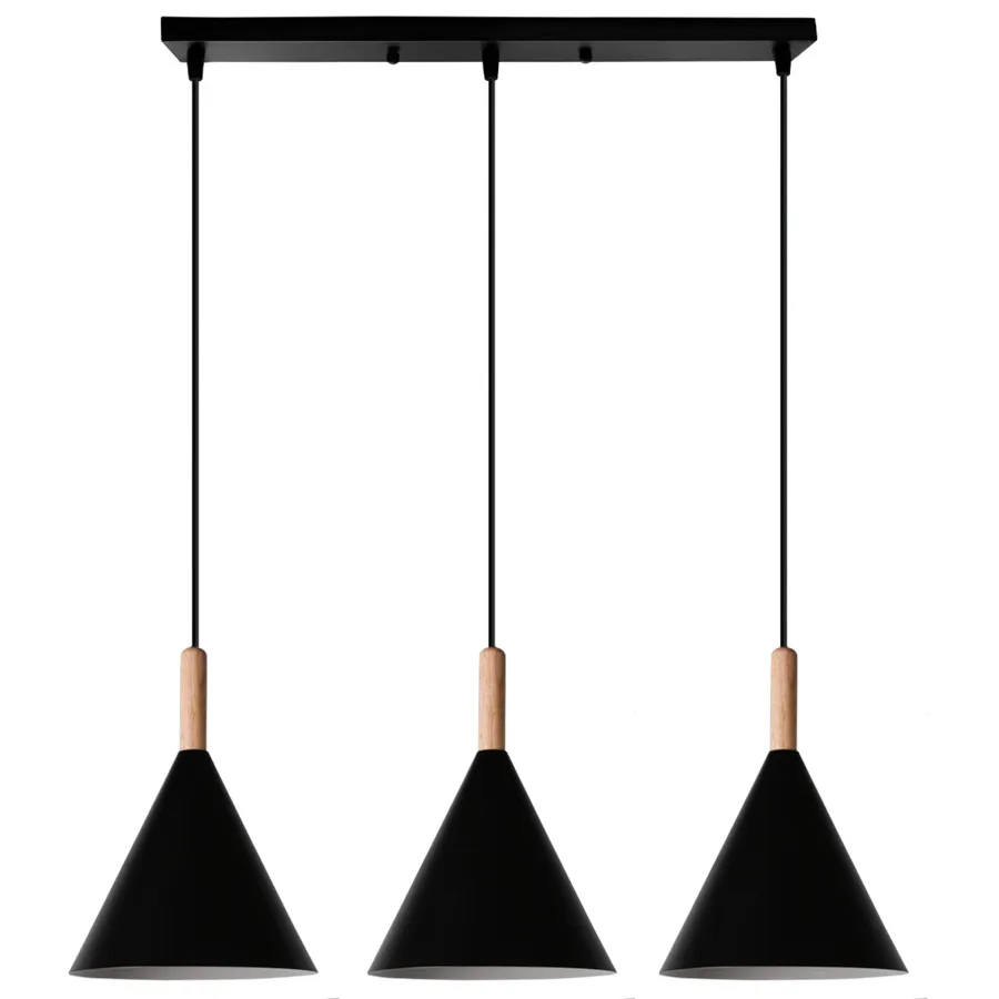 3-Heads Modern Wood Pendant Light Domeshade Suspension for Cafe Restaurant Bedroom Home Kitchen Island Nordic Hanging Lamp black pendant light Pendant Lights