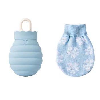 

Silicone Hot Water Pouch Microwave Heating Knit Cover Living Silica Gel Hand Warm Bottle Microwave Heating Portable Bottle