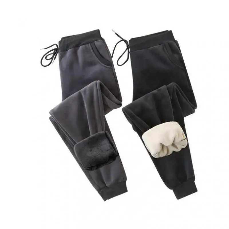 

Women Pants Solid Elastic Waist Thick fleece Pants trousers Winter New cotton long Pants Women trousers clothes 3003 06
