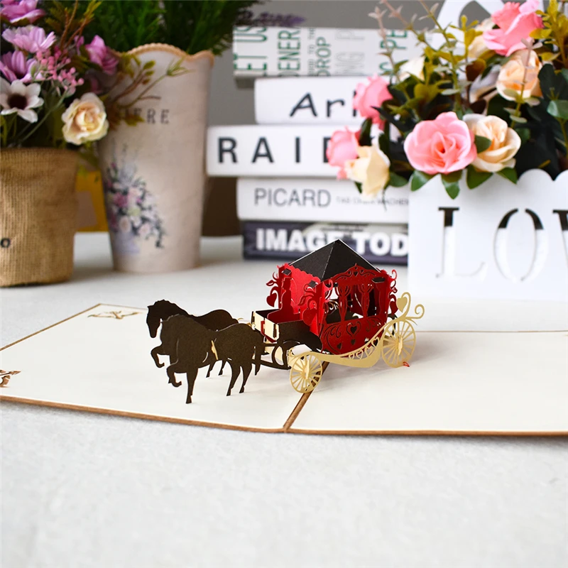 День рождения всплывающие карты цветок автомобиля подарочные карты Baby Shower мультфильм поздравительные открытки Почтовые открытки для детей