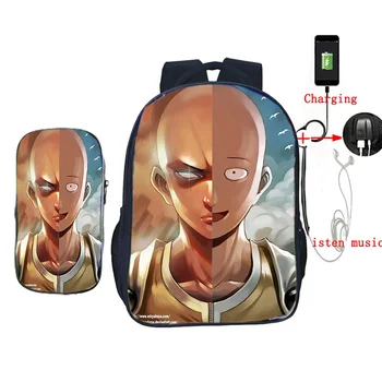 

One Pounch Man School Bags Students Boys Girls School Rucksack Schoolbag Fashion Backpack (2 Set / Backpack+pencil Case)