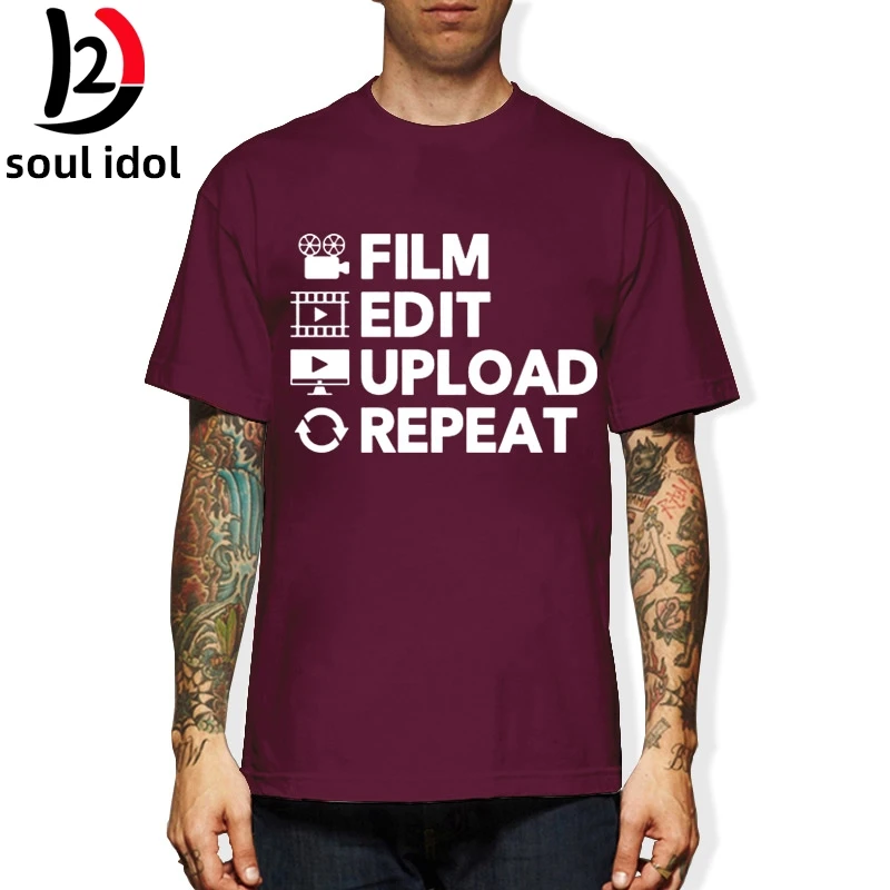 

D2 New Summer Video Editor Uploading Film Editing Funny Slogan Birthday T Shirts Men Short Sleeve Cotton T-shirt Man Clothing