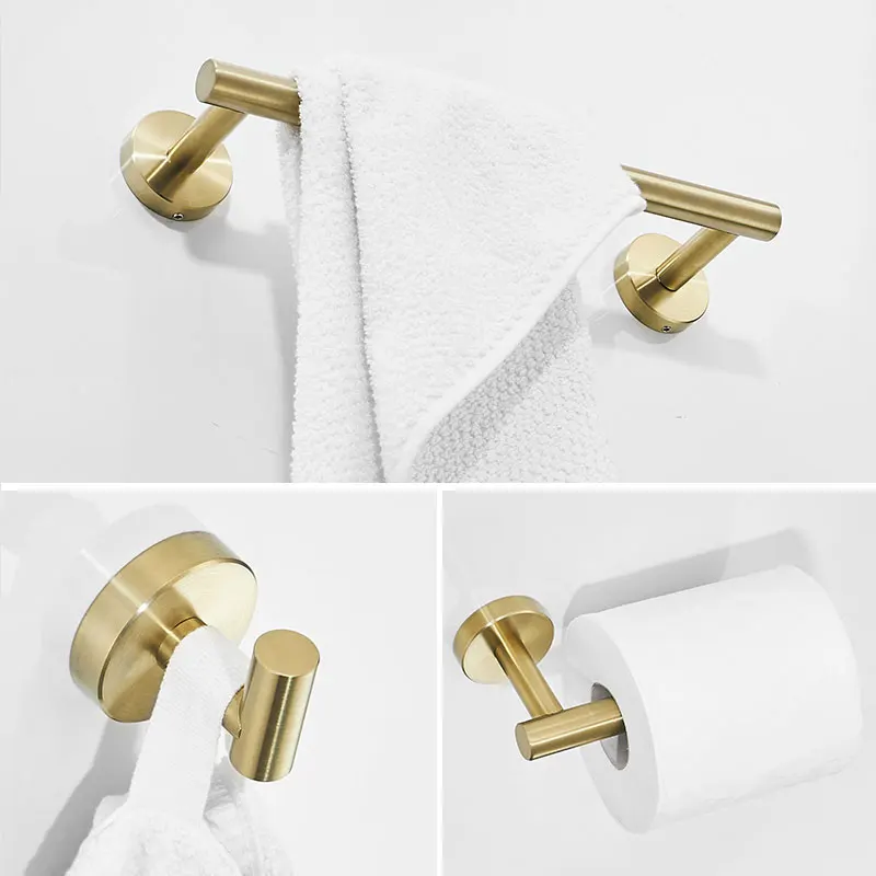 Матовый золотой набор аксессуаров для ванной комнаты Крючок для халата один держатель для полотенец черный аксессуары для ванной комнаты нержавеющая сталь