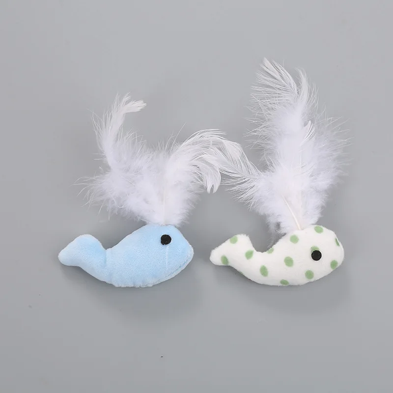 HolidayLife Cute Cat Toys Plush Fur Toys Fresh Funny Super Soft Whale Feather Plush Cat Toy Interactive Cat Toy Pet Supplies