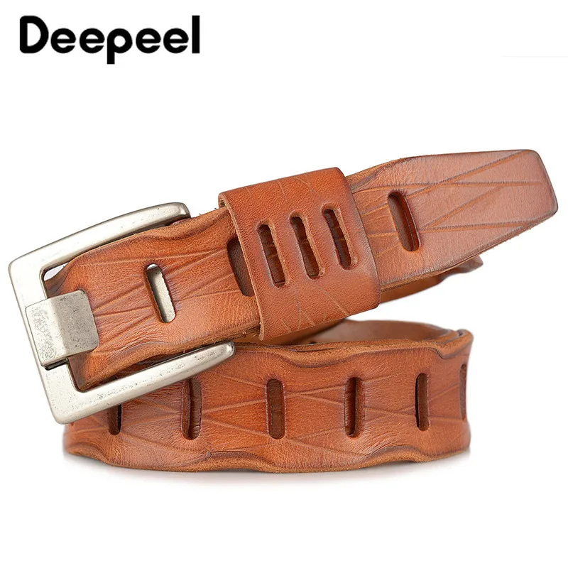 Deepeel 1 шт., 3,8*105-130 см, Ретро стиль, широкая пряжка, первый слой, Омывается, Воловья кожа, кожаный ремень, мужской повседневный подлинный пояс YB409