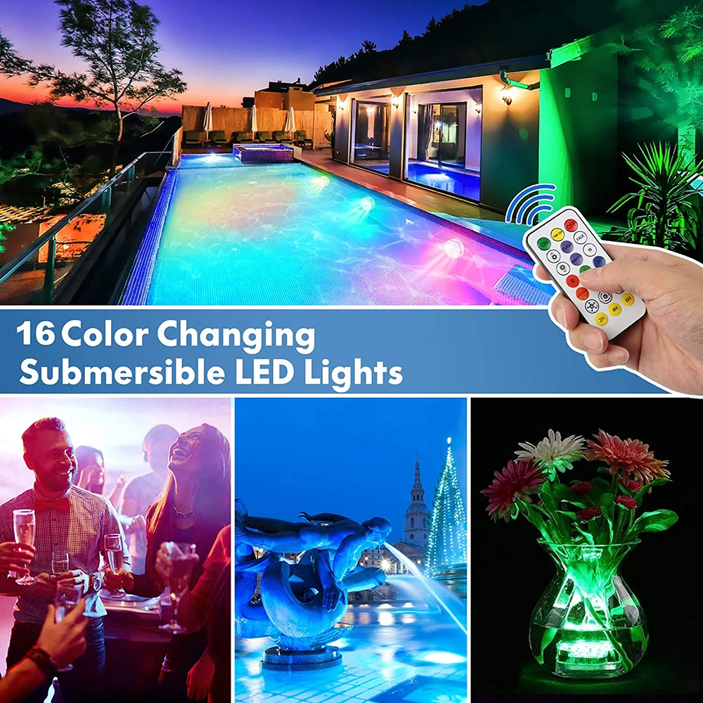 underwater led strip lights IP68 Waterproof RGB Submersible Light Battery Operated Underwater Night Lamp Outdoor Garden Party Decoration Underwater Lights swimming pool lights underwater