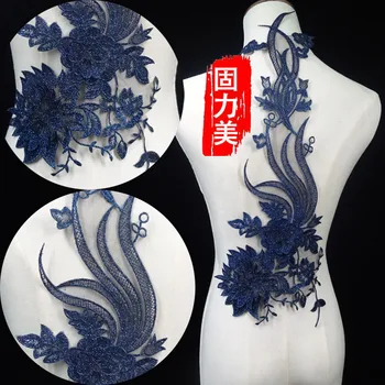 

10pc luxury mint green purple dark blue champagne caramel lace applique with 3D flowers handmade patch for expensive clothing