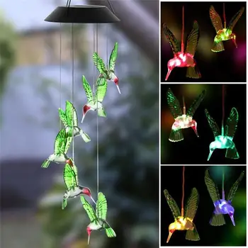 

Wind Bell Light Fashion Hummingbird Wind Chime Light Hanging String Lights Waterproof Spinner Home Creative Sun Flower Light