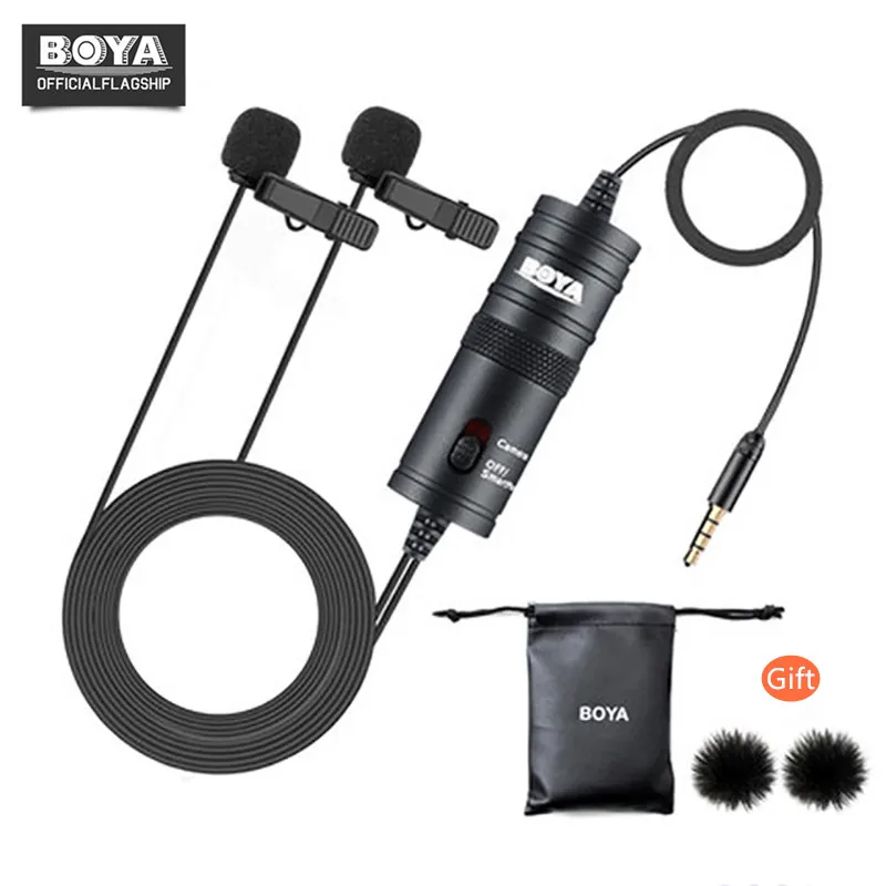 Boya Universal M1DM Dual Lavalier-Mikrofon mit einem 1/8 Stereo Anschluss für Smartphone DSLR Camears Camcorder 