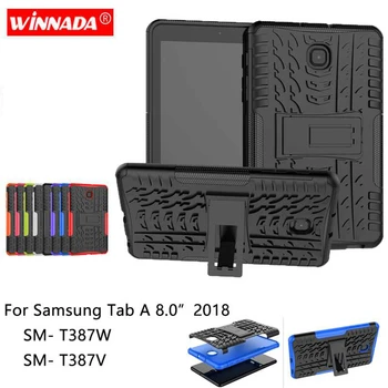 

For Samsung galaxy Tab A 8.0 2018 T387 case SM- T387W T387V Tablet armor case TPU+PC Shockproof Stand Cover