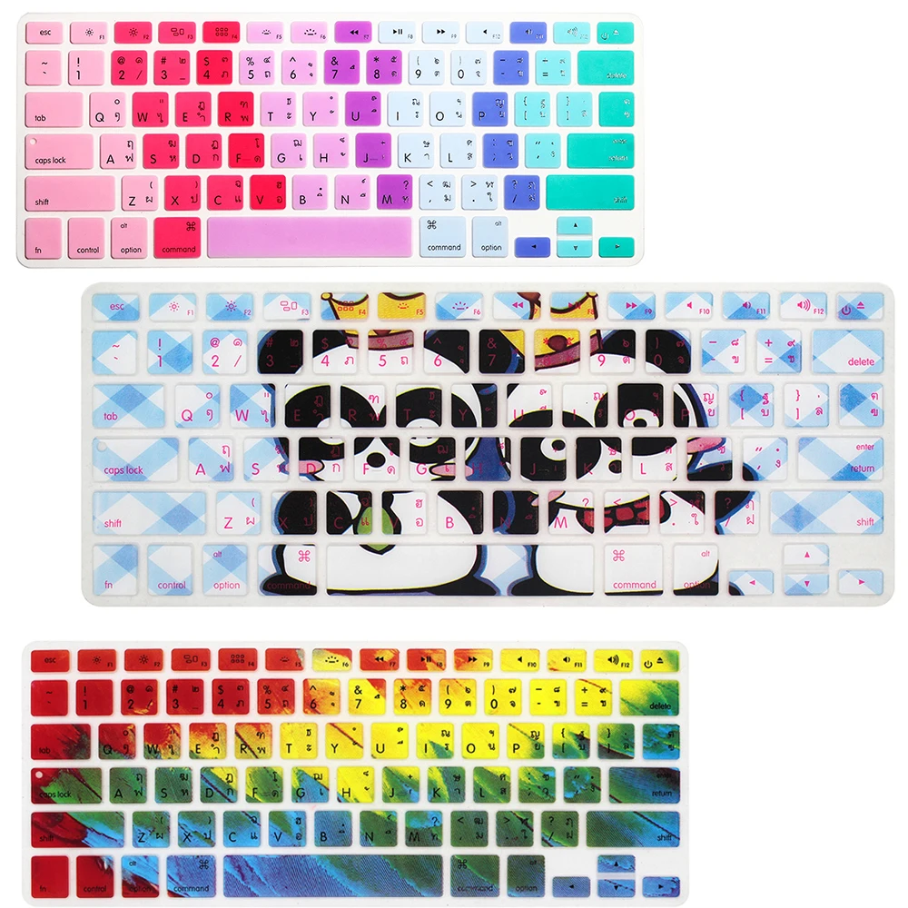 Thai Letter New Unique Keyboard Cover Print Bright Color Keyboard Skin Protector For Macbook Air Pro Retina 13 15 17 A1369 A1289