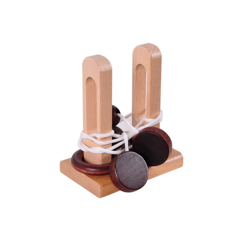 Игрушки для малышей, деревянные 3D головоломки, игрушка для разблокировки веревки, подарки, интеллектуальная петля, головоломка, Kong Ming Lock, развивающая игрушка