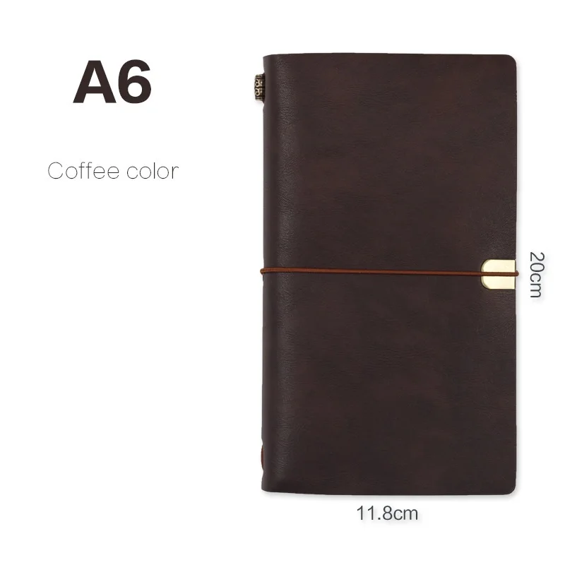 Coffee - PU Ретро Бизнес спираль Padfolio Journal дорожная записная книжка из искусственной кожи наклейки для дневника DIY карманный размер - Цвет: Coffee - PU