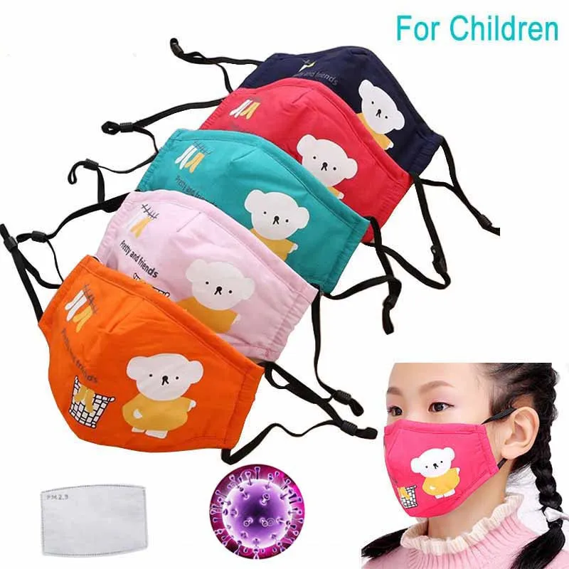 

2Pcs Anti Haze Face Mouth Mask Children Cartoon Cute PM2.5 Anti-Dust Mouth Face Mask Kid Reusable Masks Breathable Washable