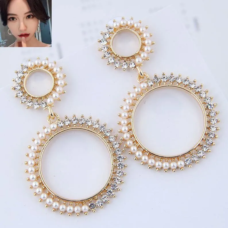 

Zircon Circle Earrings for Women Fashion Trendy Charms Statement Elegant Luxury Dangle Drop Earring Jewelry Gift for Girls