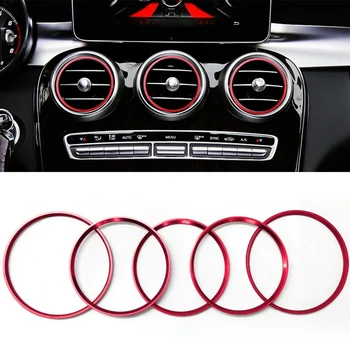 

5Pcs Red Inner Air Conditioning Vent Outlet Cover Trims for Mercedes Benz GLC C Class
