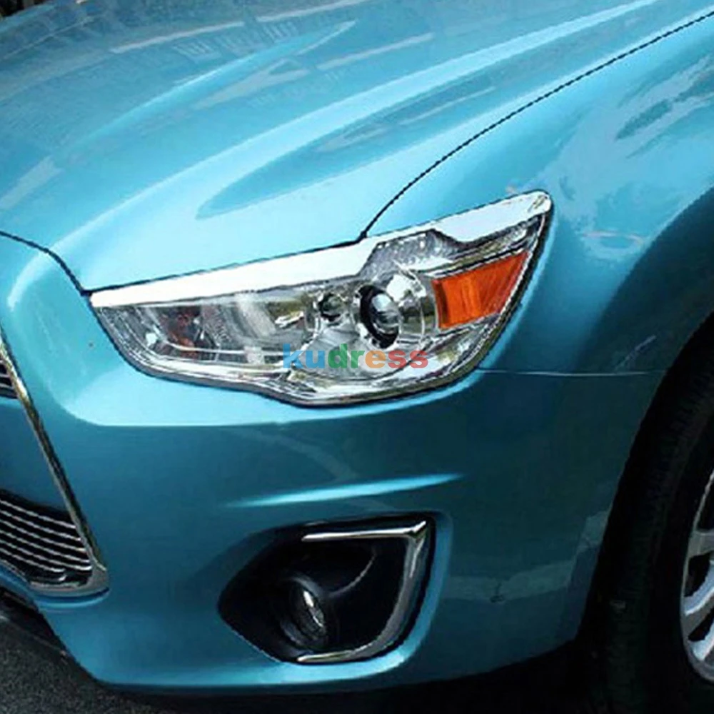 Для Mitsubishi ASX 2010 2011 2012 5dr хэтчбек ABS Хром Стайлинг внешняя Передняя фара Крышка корпуса Авто модель планки 2 шт