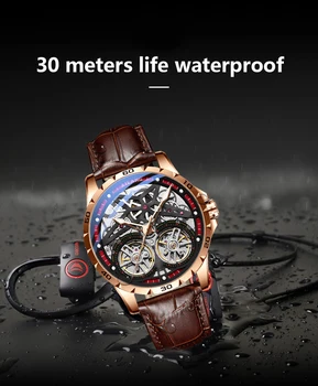 

AILANG Men's Watch Luminous / Dual Flywheel / Pierced / Full Automatic Mechanical Watch, Black Technology Fashion Watch