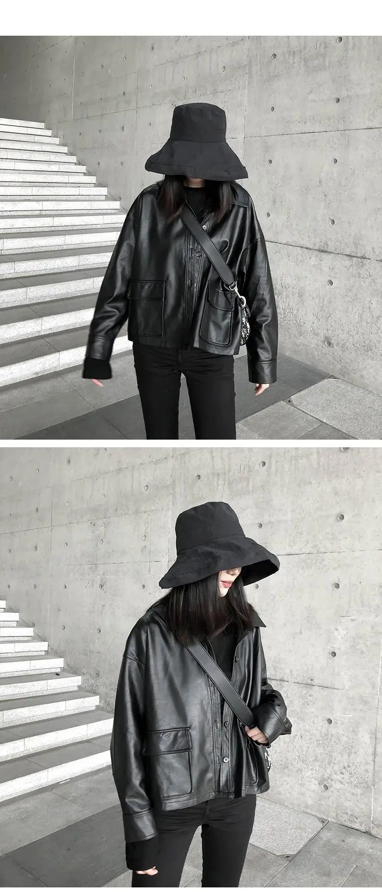 Женские весенне-осенние повседневные Тонкие Куртки из искусственной кожи, женские пальто с отворотом и длинным рукавом, женские шикарные мотоциклетные куртки V954