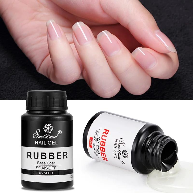 Saviland 30ml UV Fast Dry Rubber Base Coat Top Coat Varnish Long Lasting No Clean Shiny Gel Nail Po