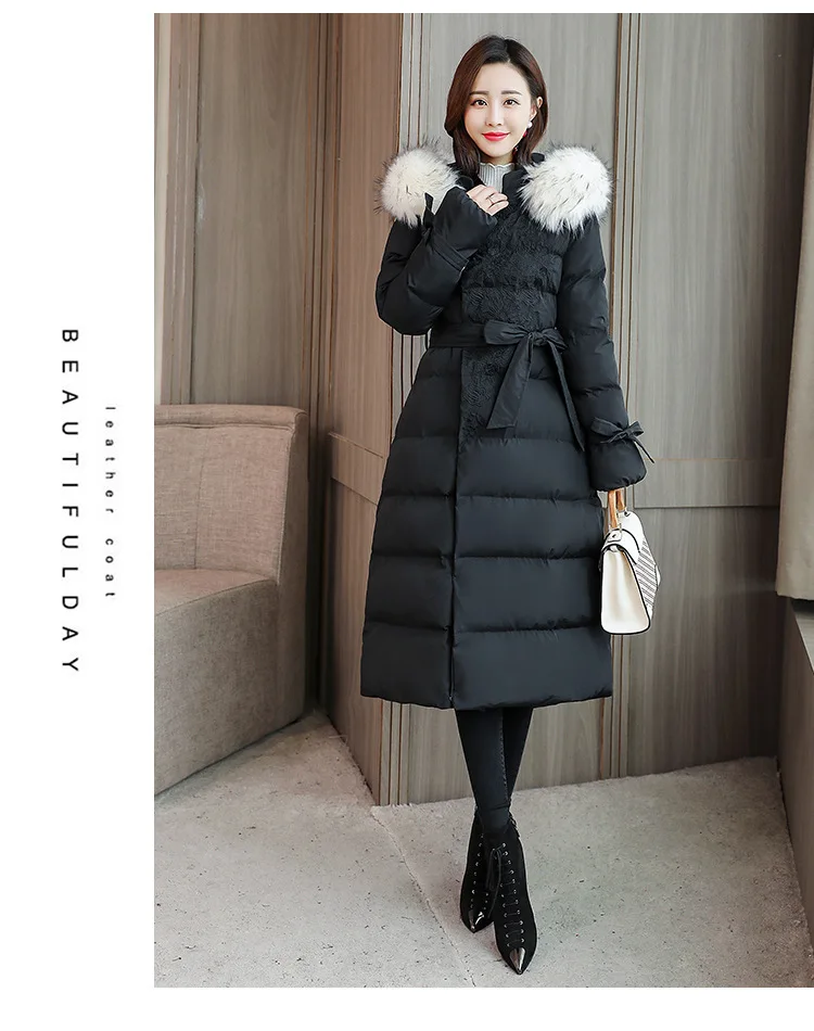 Winter Style WOMEN'S Dress down Jacket Cotton-padded Clothes Ethnic-Style Hooded Slim Fit Cotton-padded Jacket Long over-th